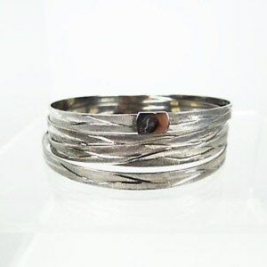ROBERTO COIN Sterling Silver Ruthenium Plated Set of Five Interlocked Bracelets